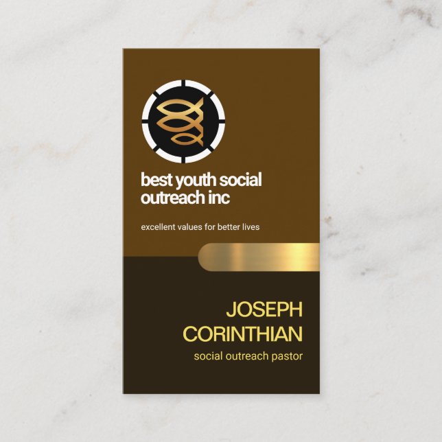 Religious Christian Three Fish Retro Layers Church Business Card (Front)