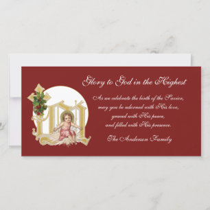 Religious Christmas Baby Jesus Floral Cross