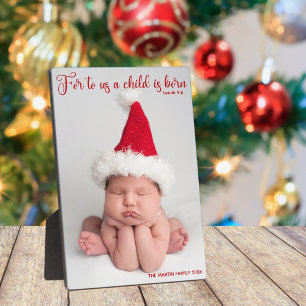 Religious Christmas Bible Verse Elegant Baby Photo Plaque
