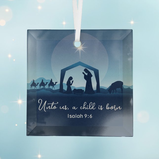 Religious Christmas Bible Verse Nativity Scene Glass Tree Decoration (Creator Uploaded)