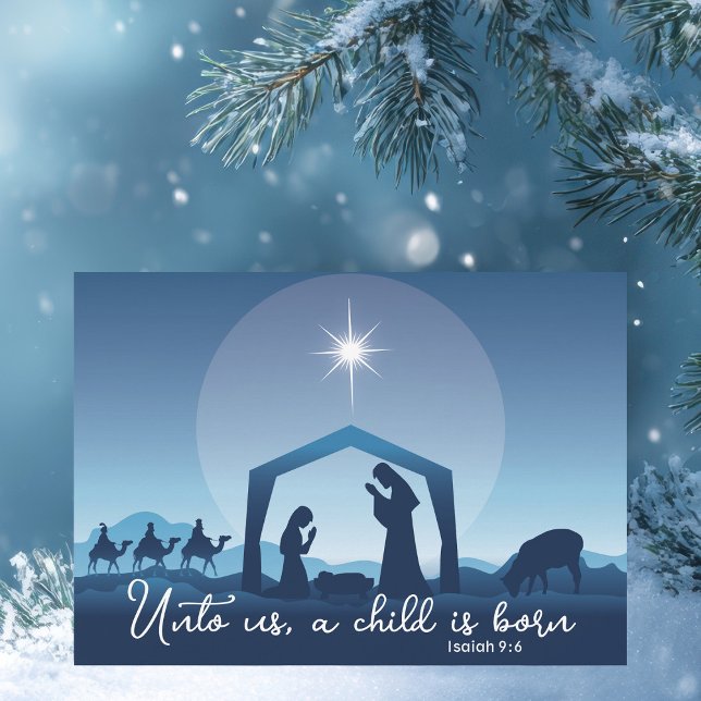Religious Christmas Bible Verse Nativity Scene Holiday Card (Creator Uploaded)
