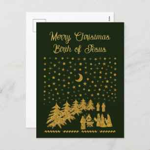 Religious Christmas, Birth of Jesus Holiday Postcard