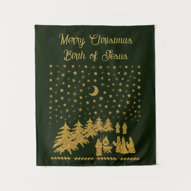 Religious Christmas, Birth of Jesus Tapestry (Front)