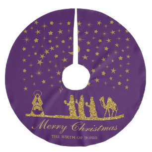 Religious Christmas, Birth of Jesus, Three King's Brushed Polyester Tree Skirt