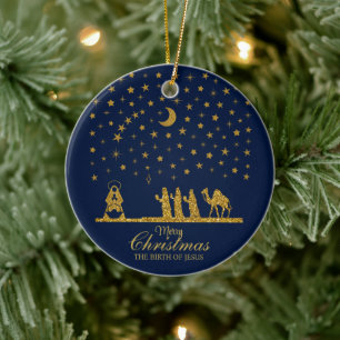 Religious Christmas, Birth of Jesus, Three King's Ceramic Tree Decoration