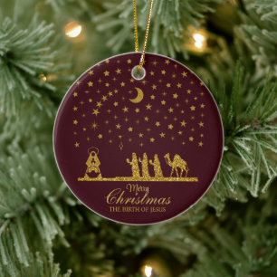 Religious Christmas, Birth of Jesus, Three King's Ceramic Tree Decoration