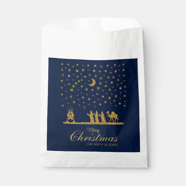 Religious Christmas, Birth of Jesus, Three King's Favour Bags (Front)