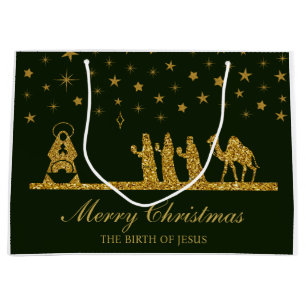 Religious Christmas, Birth of Jesus, Three King's Large Gift Bag