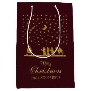 Religious Christmas, Birth of Jesus, Three King's Medium Gift Bag