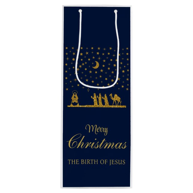 Religious Christmas, Birth of Jesus, Three King's Wine Gift Bag (Front)