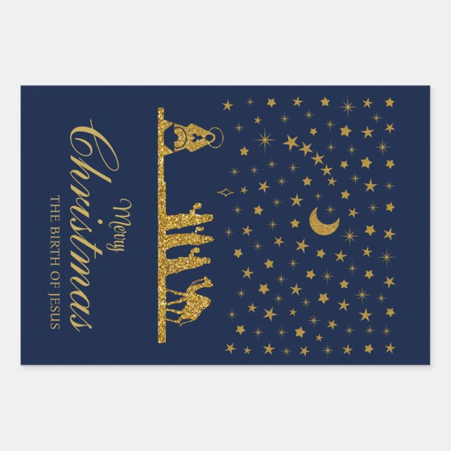 Religious Christmas, Birth of Jesus, Three King's Wrapping Paper Sheet (Front)