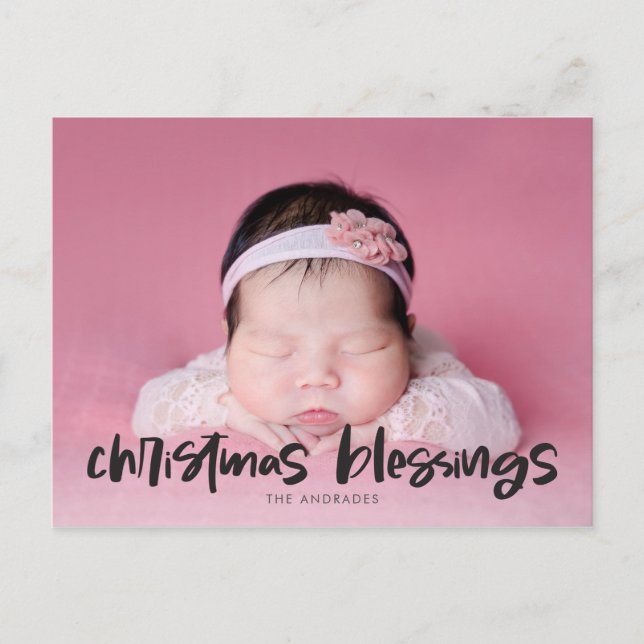 Religious Christmas Blessings Photo Double Sided Holiday Postcard (Front)