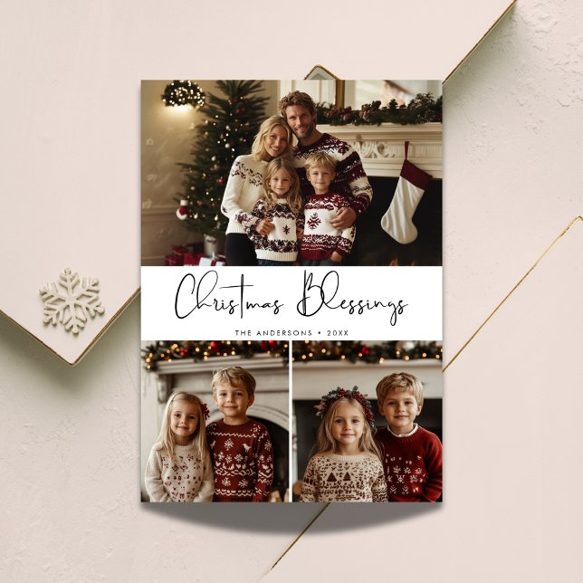 Religious Christmas Blessings With Kids Photo  Holiday Card (Creator Uploaded)