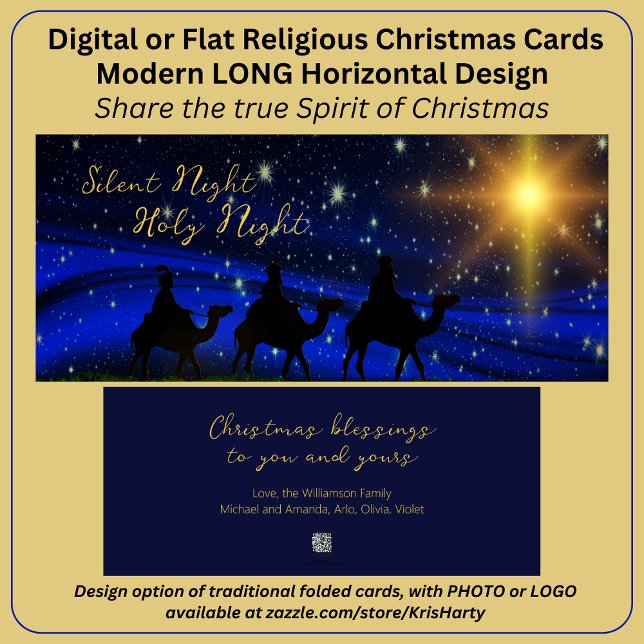 Religious Christmas Card Greeting Long Horizontal (Share the true Spirit of Christmas with loved ones with a modern unique long horizontal design.)