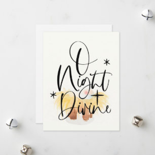 Religious Christmas Card Watercolor Manger