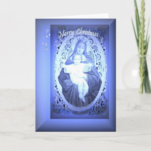 Religious Christmas Card with musical notes