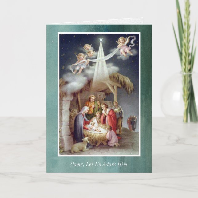 Religious Christmas Cards | Let Us Adore Him (Front)