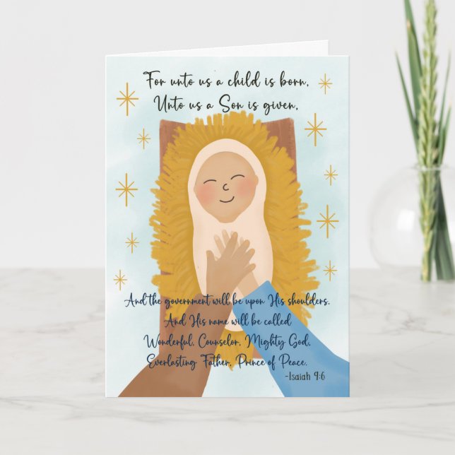 Religious Christmas Christian Baby Jesus Isaiah 9 Thank You Card (Front)