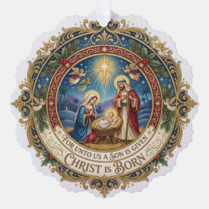 Religious Christmas Christian Holy Family Tree Decoration Card
