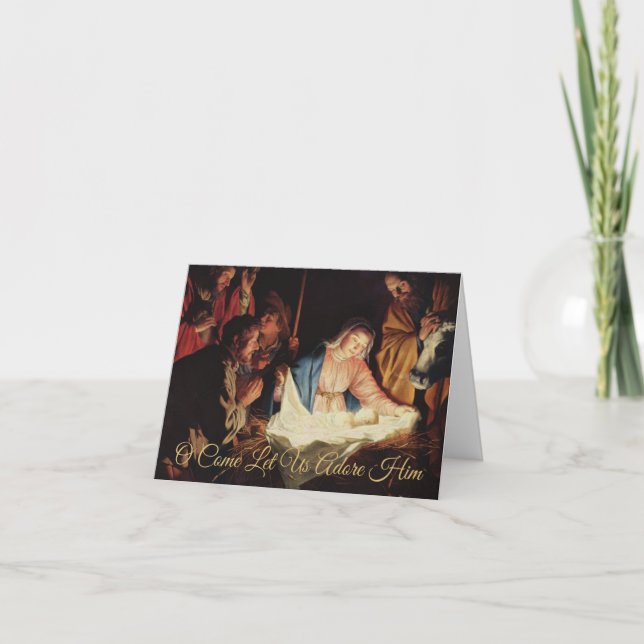 Religious Christmas Family Photo Nativity Scene Holiday Card (Front)
