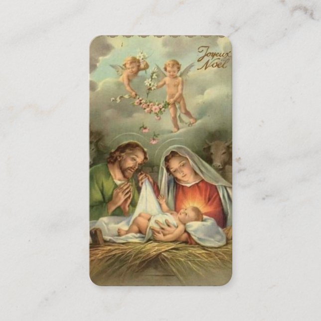 Religious Christmas Jesus St. Joseph Mary Prayer Place Card (Front)