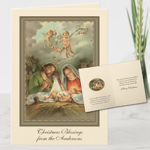 Religious Christmas Jesus St. Joseph Virgin Mary  Holiday Card