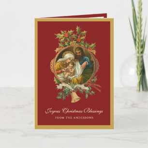 Religious Christmas Jesus Virgin Mary Joseph Poem Holiday Card