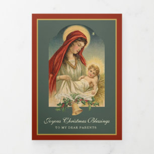Religious Christmas Jesus Virgin Mary Poem  Tri-Fold Holiday Card
