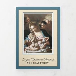 Religious Christmas Jesus Virgin Mary Poem Tri-Fold Holiday Card
