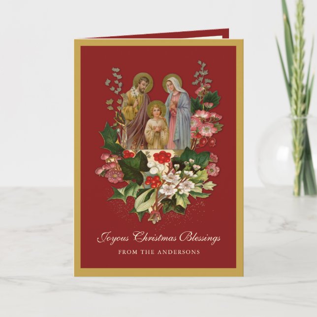 Religious Christmas Jesus Virgin Mary St Joseph  Holiday Card (Front)