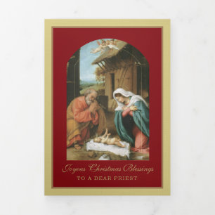 Religious Christmas Jesus Virgin Mary St Joseph Tri-Fold Holiday Card
