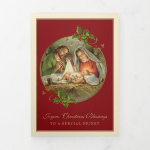 Religious Christmas Jesus Virgin Mary St Joseph    Tri-Fold Holiday Card