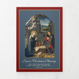 Religious Christmas Jesus Virgin Mary St Joseph Tri-Fold Holiday Card