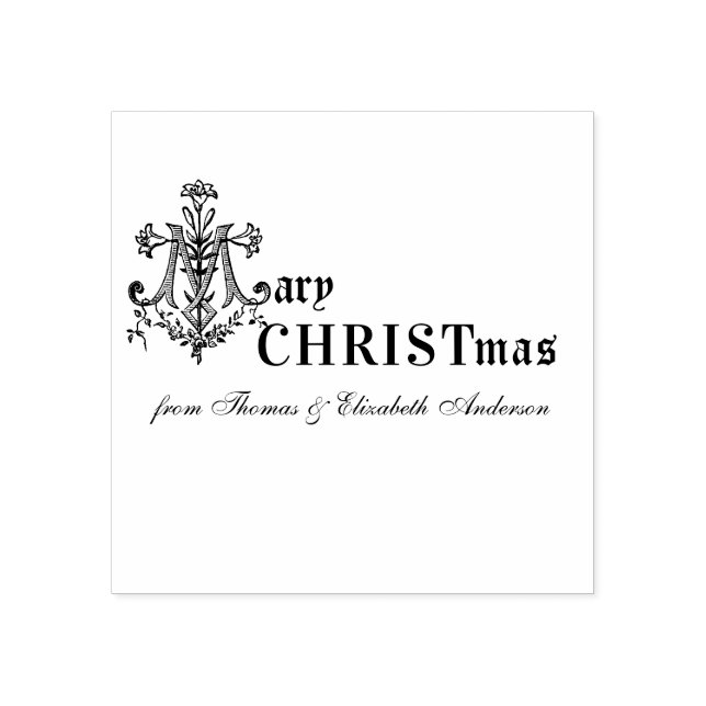 Religious Christmas Marian Cross Catholic Rubber Stamp (Imprint)