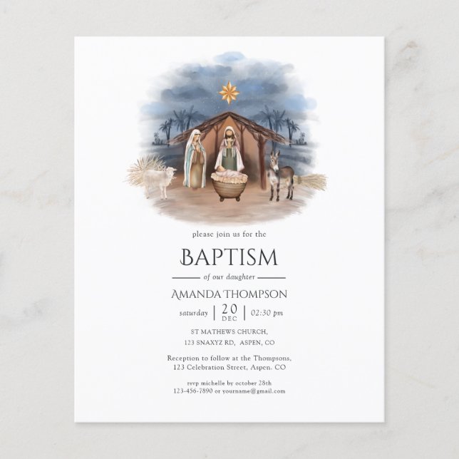 Religious Christmas Nativity Baptism Invitation Flyer (Front)