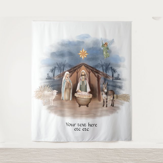 Religious Christmas Nativity Birth Jesus Baptism Tapestry (Front)
