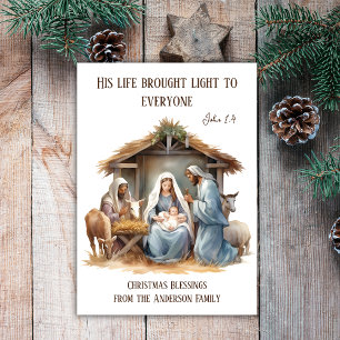 Religious Christmas Nativity Holly Family Holiday Card