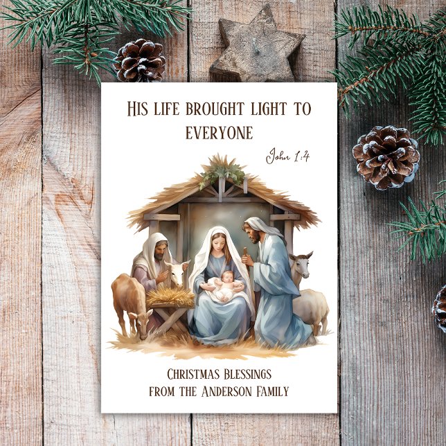 Religious Christmas Nativity Holly Family  Holiday Card (Creator Uploaded)