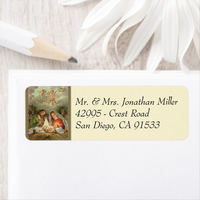 Religious Christmas Nativity Holy Family Jesus (Traditional Vintage Religious Christmas Nativity with Jesus, Mary, & Joseph )