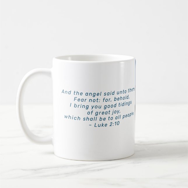 Religious Christmas Nativity Scene and Scripture Coffee Mug (Left)