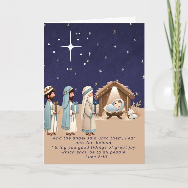 Religious Christmas Nativity Scene and Scripture Holiday Card (Front)