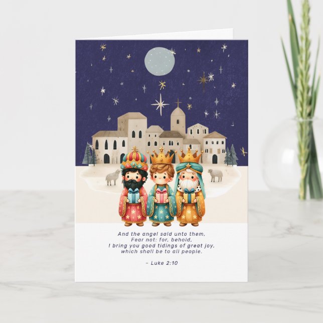 Religious Christmas Nativity Scene and Scripture Holiday Card (Front)