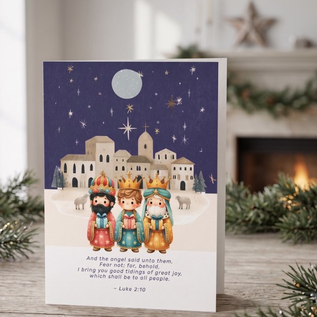 Religious Christmas Nativity Scene and Scripture Holiday Card (Religious Christmas Nativity Scene and Scripture Card by Ricaso. Christian three wise men.
)