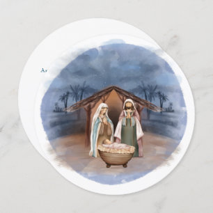 Religious Christmas Nativity Scene and Scripture Holiday Card