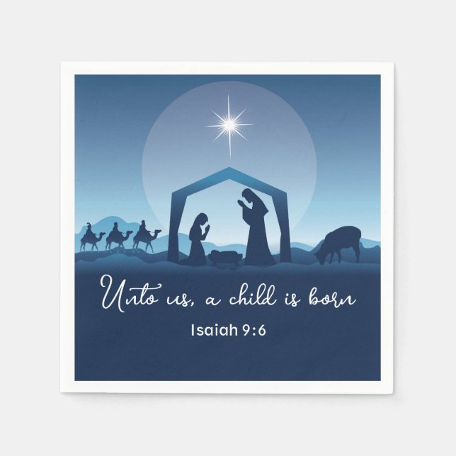 Religious Christmas Nativity Scene Church Party Napkin (Front)
