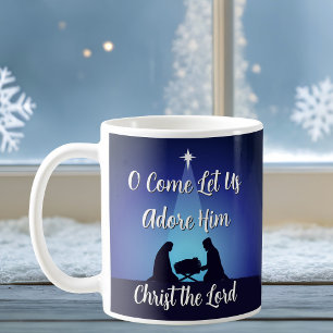 Religious Christmas Nativity Scene Jesus in Manger Coffee Mug