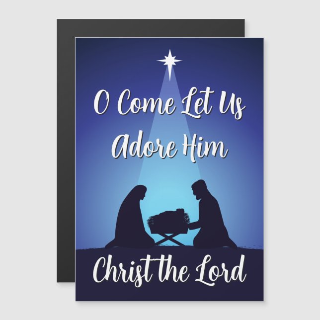 Religious Christmas Nativity Scene Magnet Card (Front/Back)