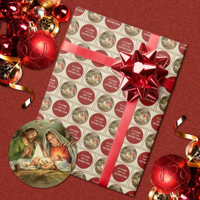 Religious Christmas Nativity Vintage  Wrapping Paper (Traditional Religious Vintage Nativity Christmas Gift Wrap)