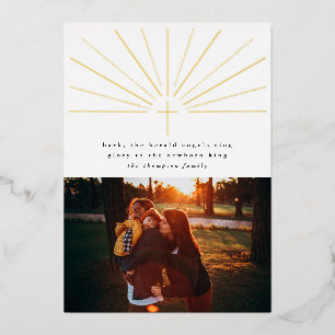Religious Christmas Photo Card Foil Cross
