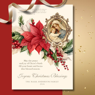 Religious Christmas Poinsettia Mary & Jesus